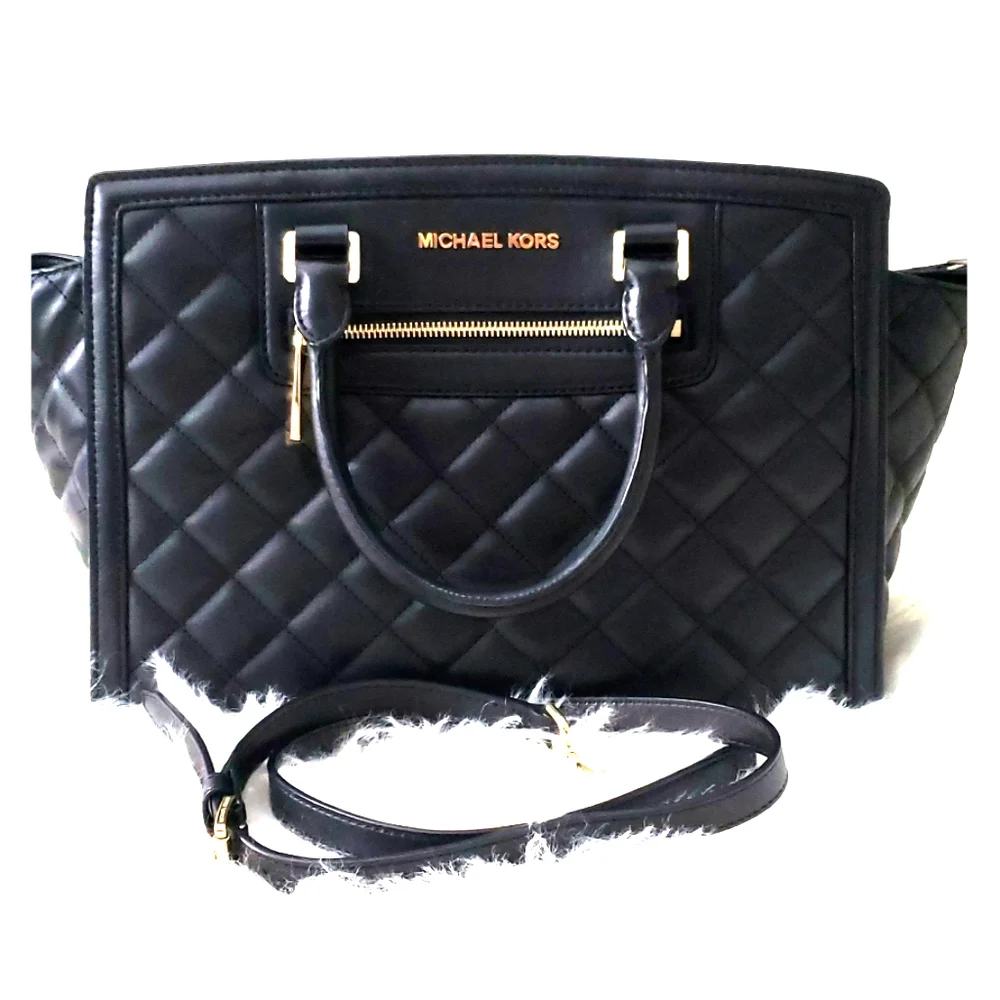 MICHAEL KORS Black Quilted Leather Satchel